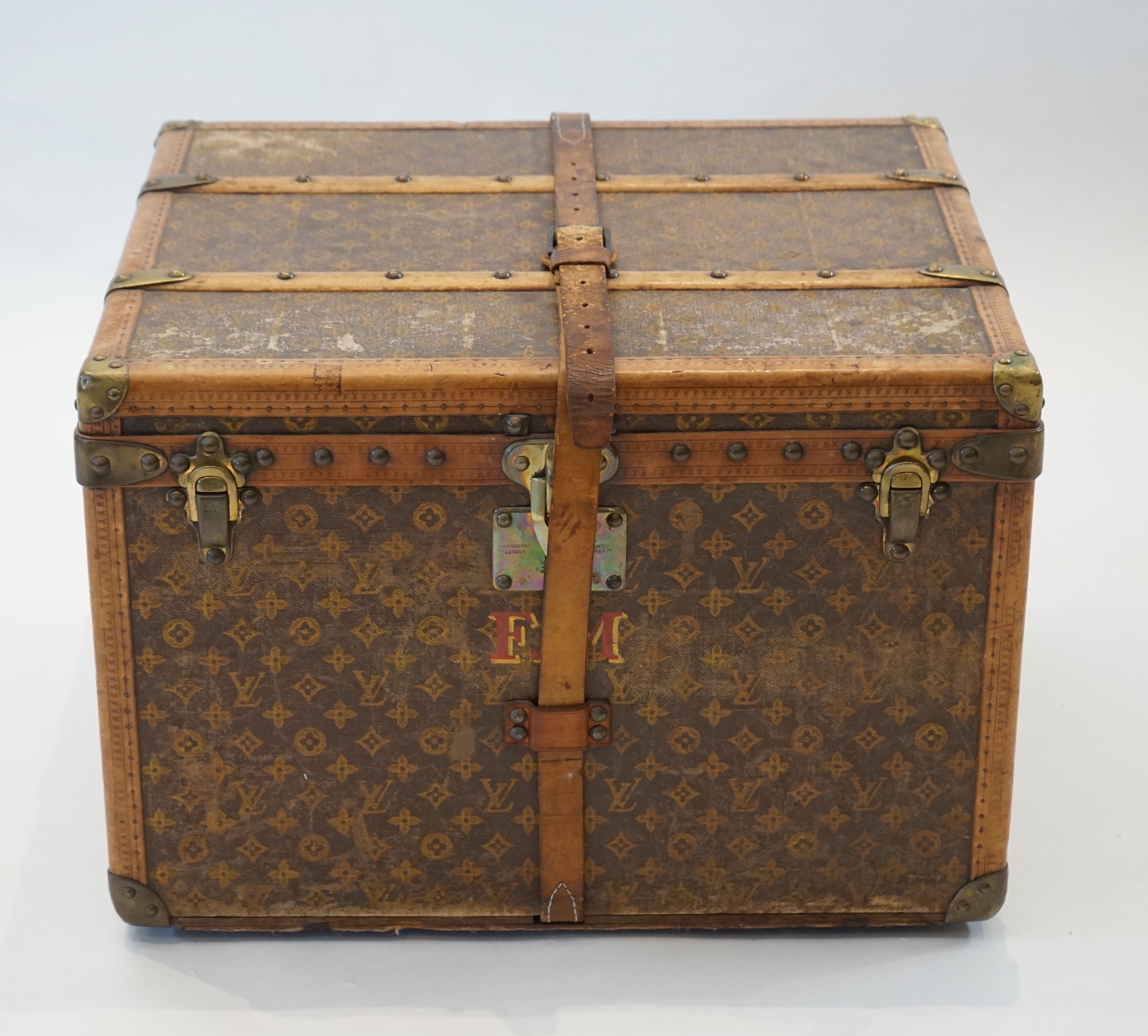 A vintage Louis Vuitton trunk width 61cm, depth 62cm, height 43cm